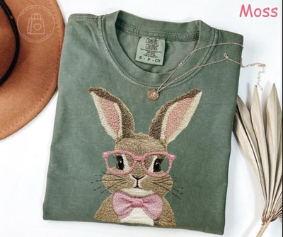 Comfort Colors  Cute Easter Bunny Print Shirt  Womens Easter Rabbit Shirt