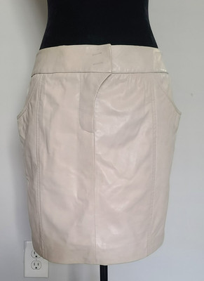 Mackage CollectionWomen s Genuine Leather Cream Mini Skirt Size 4