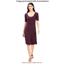 NWT LOFT L plum Ribbed Scoop Neck Shift Dress $79 retail