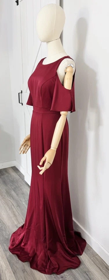 Новый Kleinfeld размер 6 холодные плечи длиной подружки невесты платье клюквы бордовый - Изображение 3 из 4