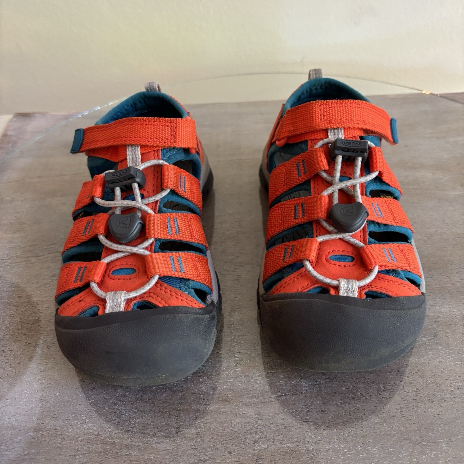 Sandali impermeabili Keen Kids Newport taglia 13 arancione blu grigio punta chiusa