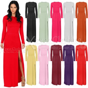 Long sleeve long black dress with split skirt Long sleeve long black dress with split skirt