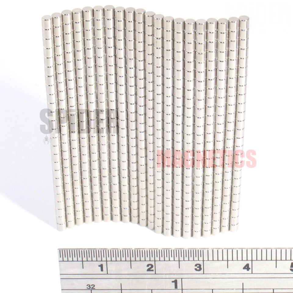SPIDER MAGNETICS Small Super Strong Magnets 3x3 mm Neodymium Disc Rod Neo Craft 3mm Dia x 3mm
