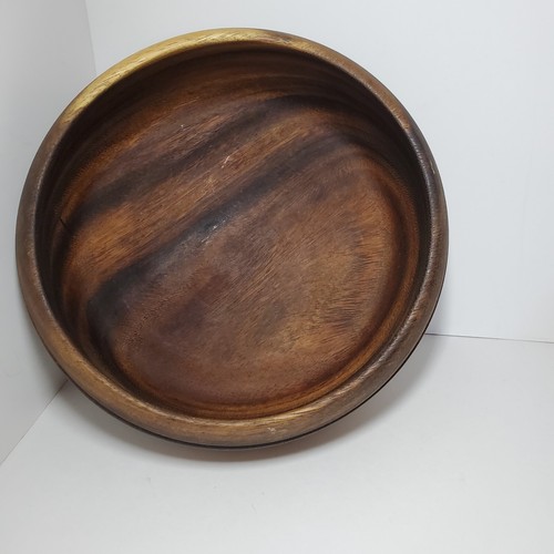Wood Bowl Hand Turned Tooled Salad Consol Fruit Rustic Farmhouse Decor 7.5"D - Picture 3 of 9
