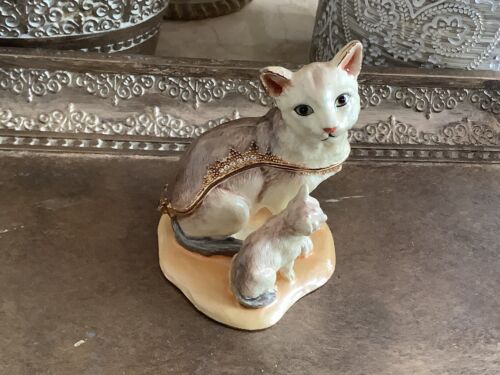 RUCCINI Cat And Kitten Jeweled Trinket Box - Picture 1 of 7