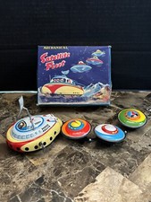 T.P.S Mechanical SATELLITE FLEET Wind-up tin toy Space Ship UFO Japan Works!