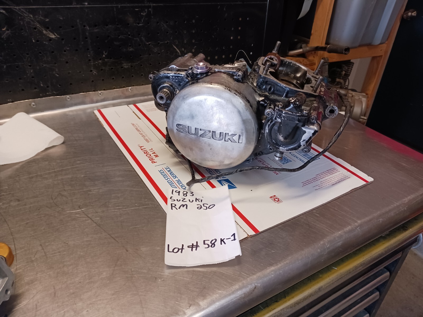 1983 SUZUKI RM250 D #58K-1 MOTOR ENGINE CRANK CASE TRANSMISSION CLUTCH ...