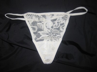 Morvia sheer lace front g-string panties S M white nip 80s aesthetic sexy