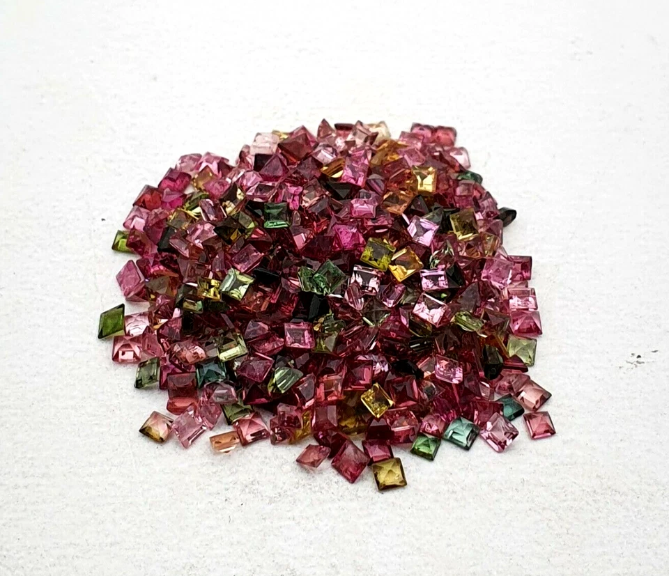 Natural Multi Tourmaline Square Cut Loose Gemstone Lot 50 Pcs 2.50 MM - Image 2 of 4