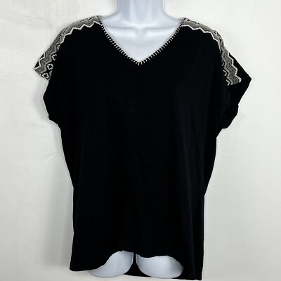Style & Co Womens Top Sz L Black Everyday Minimalist Modern Elevated Basic