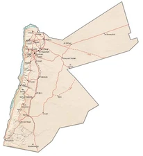 Jordan Physical Map GLOSSY POSTER PICTURE PHOTO PRINT BANNER 12649