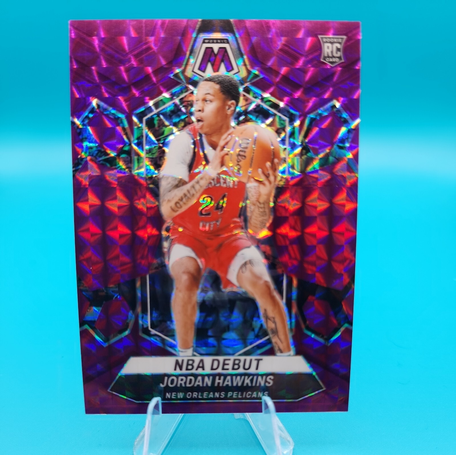 2023-24 Panini Mosaic - NBA Debut Purple Mosaic Prizm Jordan Hawkins /99 (RC)