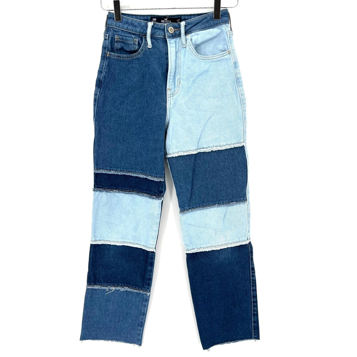 Hollister Ultra High Rise Vintage Straight Jeans Patchwork Denim Size 23 00