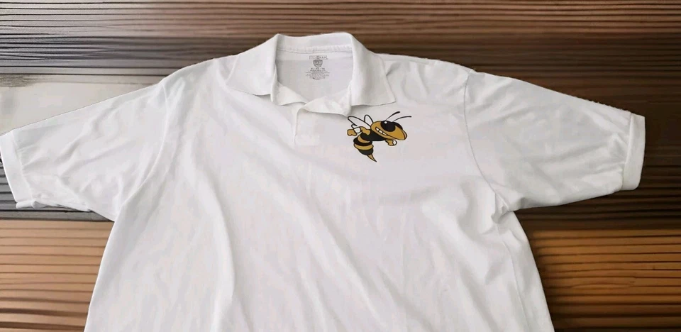 Georgia Tech Yellow Jackets White Jerzees Spot Shield Polo Shirt NWOT - Image 3 of 4