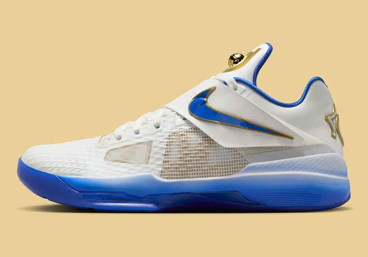 Nike KD 4 The Real MVP White Blue Gold IB3546-100 Men\'s Size 8 Nike KD IV 4 The Real MVP Alternate White Blue Shoes IB3546  main image 4