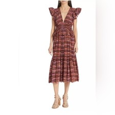 NWT Ulla Johnson Bendetta Silk Midi-Dress  Size 4 color purple sapphire