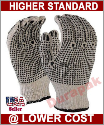 24 Pairs Cotton Work Gloves L, XL w/ PVC Dots on Both Sides Multi Purpose Use