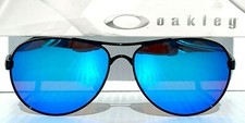 NEW Oakley FEEDBACK Aviator Shiny Black POLARIZED Galaxy Blue Sunglass 4079-34