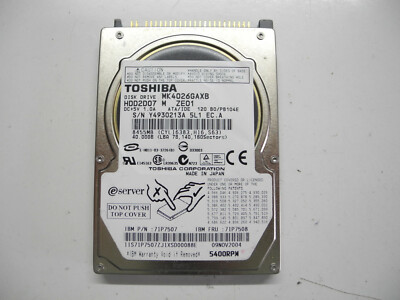 Toshiba MK4026GAXB 40gb FKN5GA A5A000465 A447VEUJX 71P7508 Disque Dur 2,5 Ide