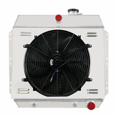 4Row Radiator Shroud Fan Fit 49-54 Chevy Bel Air Fleetline Styleline V8