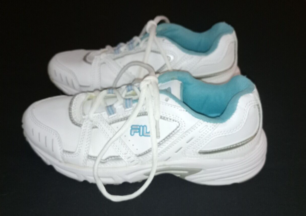 SCARPA DA CORSA DONNA " FILA " TAGLIA 38 5 BIANCO SCRITTE CELESTI (s14)