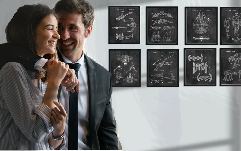 Set of 8 Star Wars 8x10 Patent Prints Starwars Wall Art Decor Posters Gifts Men - Image 4 of 4