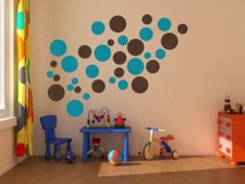 Solid Polka Dot Circle Wall Decal Kid Room Stickers Easy Peel n Stick 18pc 5-2in