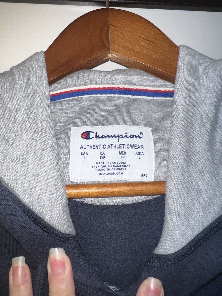 Vintage Champion Spell-out Logo Navy Hoodie Sweatshirt Mens Vintage Champion Spell-out Logo Navy Hoodie Sweatshirt Mens