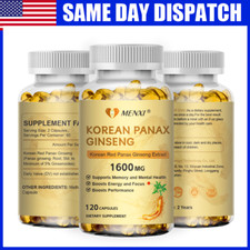 Korean Red Panax Ginseng 1600mg - High Strength Ginsenoside 120 Capsule Non-GMO