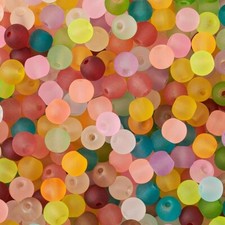 100 Frosted Glass Beads Solid 6mm BULK Wholesale Jewelry Supplies Opaque Round