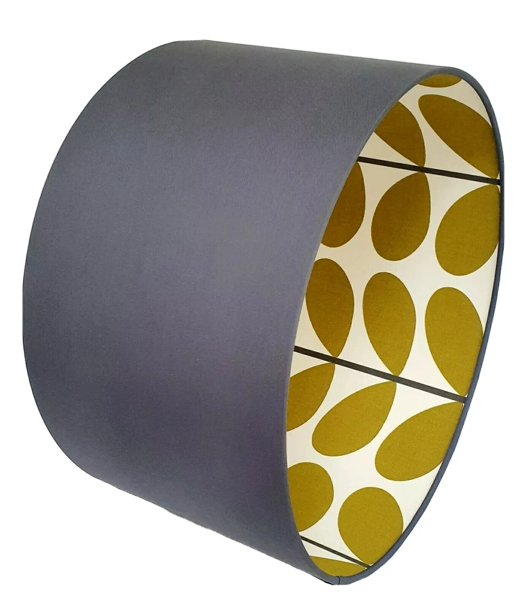 Orla Kiely Two Colour Stem in Olive Lined Lampshade in Your Choice