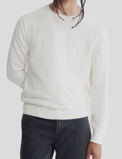  90 Calvin Klein Men's Ivory Supima Cotton Crewneck Sweater Size S