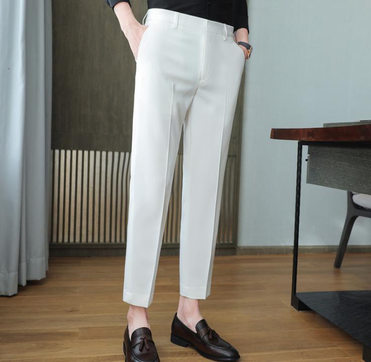 Men's Ankle Length Suit Pants Clothing Office Formal Wear Work Trousers  Fashion