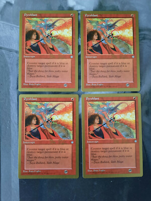  Gathering MTG - 4 x Gold Border Pyroblast - World Champ Deck Ice Age - EX