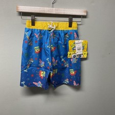 Boys SpongeBob SquarePants Swim Trunks Size 6/7 Blue Yellow Cartoon