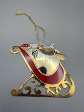 Vintage 1995 G. Duchi Gold Metal Sleigh Christmas Ornament โ Made in USA