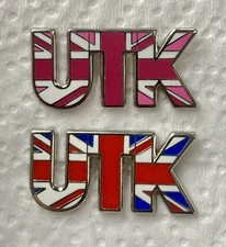 x2 Unite The Kingdom UTK enamel pin badge / brooch. Patriots, Union Jack.