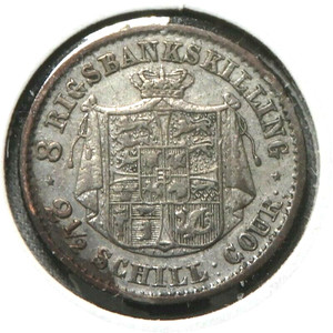 elf Denmark 8 Skilling 2-1/2 Schilling 1843 FK//FF  Silver  Christian VIII