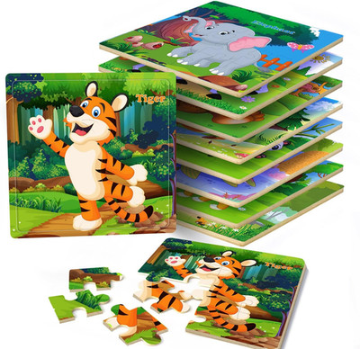Puzzles for Kids Ages 3-5, 16 Piece Colorful Wooden Puzzles for Toddler Children