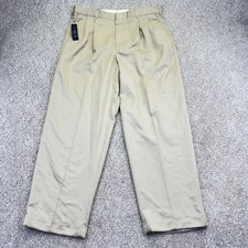 NEW Perry Ellis Portfolio Dress Pants Mens 36x30 Actual 35x30 Beige Pleated
