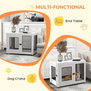 Heavy Duty Indoor Dog Crate Furniture with Double Doors