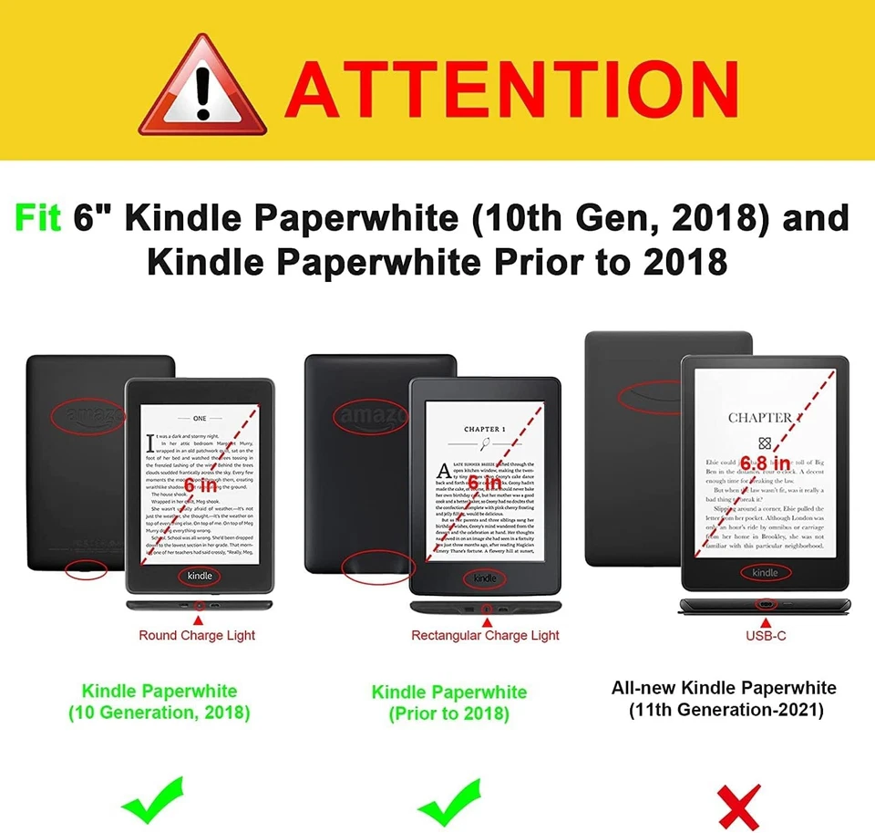 For 6" Amazon All New Kindle Paperwhite 2012 - 2018 Case Cover Auto Wake/Sleep - Image 2 of 4