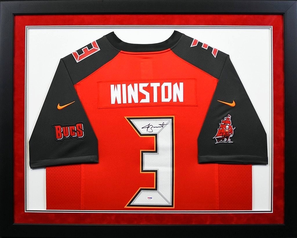 Jameis Winston Autographed Signed Tampa Bay Buccaneers #3 NIKE FRAMED JERSEY PSA 