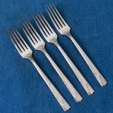 Caprice Pattern Silverplate by Nobility Plate Set of 4 Dinner Forks 1937