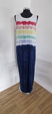 Lands End Multicolour Tie Dye Maxi Dress Sz L 16/18 Ombre Jersey Stretch Pockets