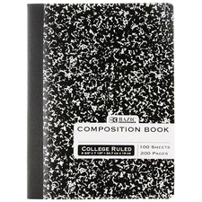 Bazic Composition Book College Rule Black Marble Cover 100 Sheets School Office