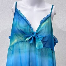 Cacique Lingerie 22/24 Sheer Babydoll Chemise Tie Dye Negligee Romantic Flowy