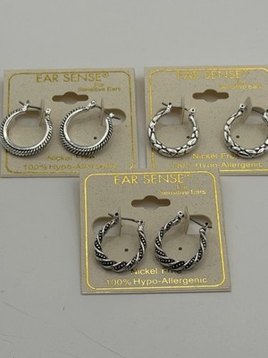 Ear Sense Nickel Free Hypo-Allergenic Earrings  3 Pair