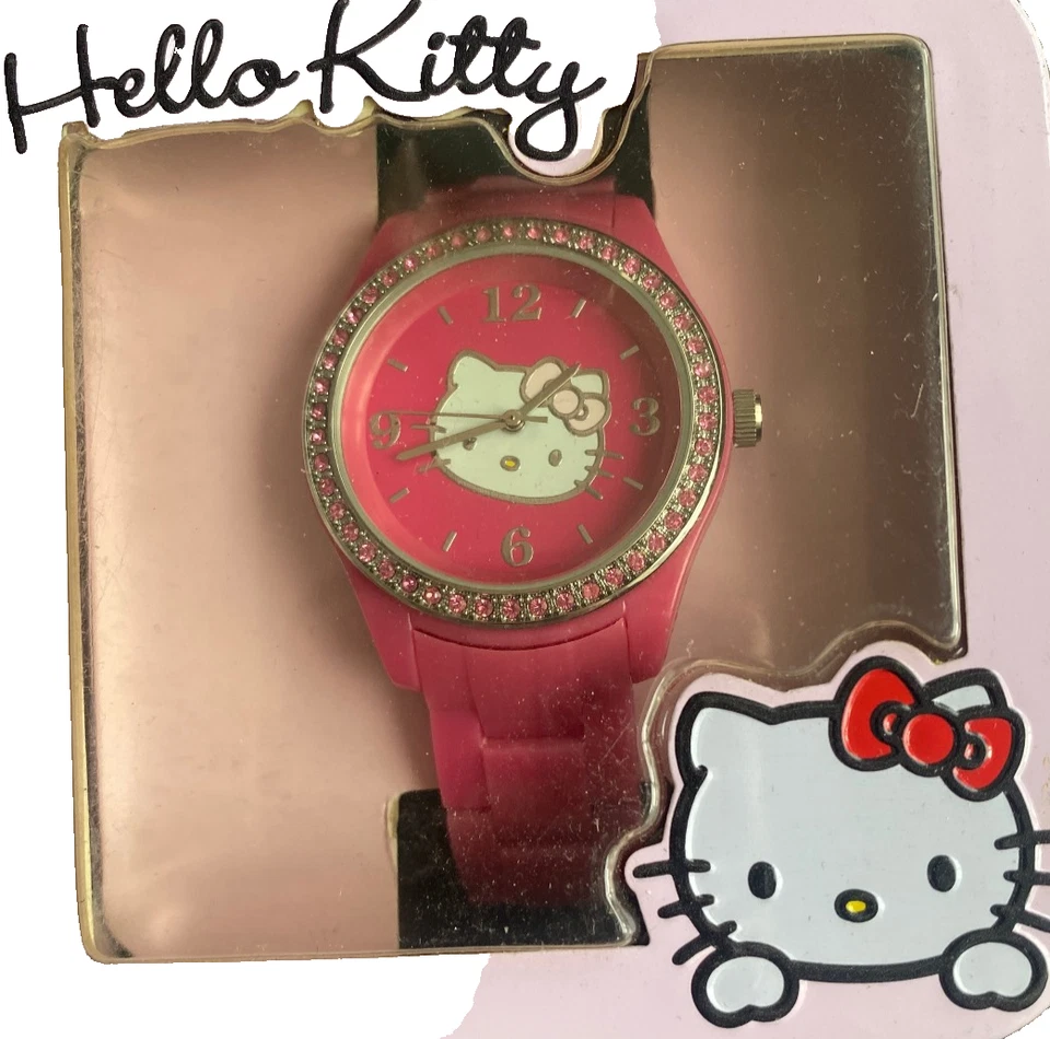 Reloj Hello Kitty Rosa Damas Adolescentes, Estuche Delgado. Correa de enlace NUEVA Y EN CAJA Foto 2 de 2