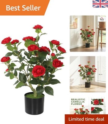 Elegante 65 cm künstliche Kamelienpflanze - wartungsfreie Innen-/Außendeko